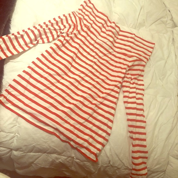 J. Crew Tops - J Crew Red/white striped off the shoulder top NWT!